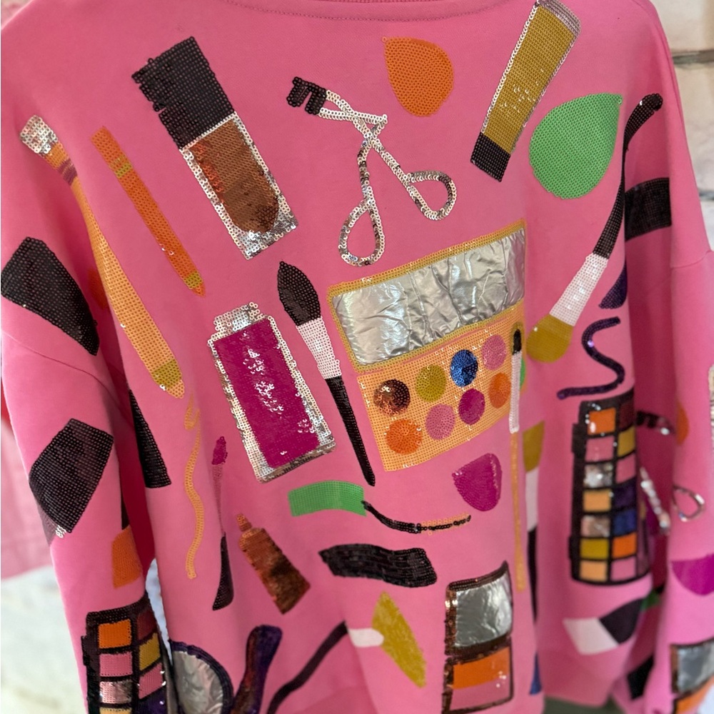 Colorful Makeup Graphic Sweatshirt